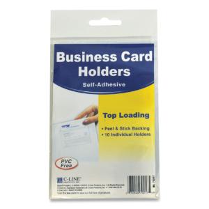 C-line self-adhesive top-load business card holders, clear, 10/pack