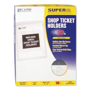 C-line vinyl shop seal ticket holders, top-load, 9×12, clear, 50/box