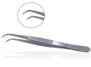 Forceps, fine tip, curved, 6"