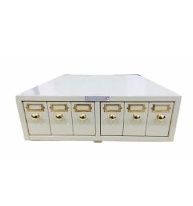 Beige microscope slide storage cabinet