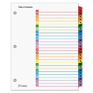 Cardinal traditional onestep index system, 26-tab, A-Z, letter, assorted, 26/set