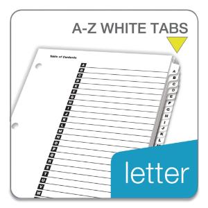 Cardinal traditional onestep index system, 26-tab, A-Z, letter, white, 26/set