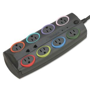 Kensington® SmartSockets® Color-Coded Eight-Outlet Adapter Model Surge Protector, Essendant