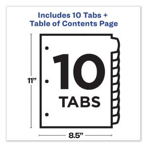 Avery ready index classic tab titles, 10-tab, letter, black/white, 10/set