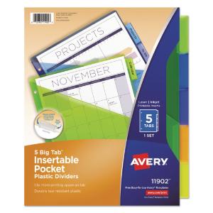 Avery® WorkSaver® Big Tab Multicolor Plastic Dividers with Slash Pocket