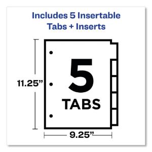 Avery worksaver big tab extrawide dividers w/five multcolor tabs, 9×11, white