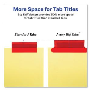 Avery worksaver big tab dividers, five multicolor tabs, letter, buff