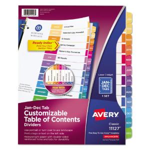 Avery ready index contemporary table of contents dividers, multi-letter