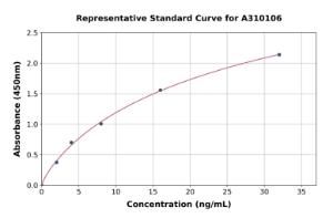 Representative standard curve for Mouse GRP78 BiP ELISA kit (A310106)