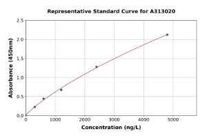 Representative standard curve for Human CD10 ELISA kit (A313020)