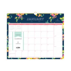 Calendar Wall, Day Designer Wirebound, Navy Flora