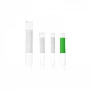 Borosilicate glass tube with white vertical label