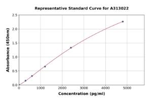 Representative standard curve for Human COMP/Cartilage Oligomeric Matrix Protein ELISA kit (A313022)