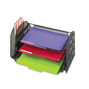 Safco® Onyx™ Mesh Desk Organizer with One Vertical/Three Horizontal Sections
