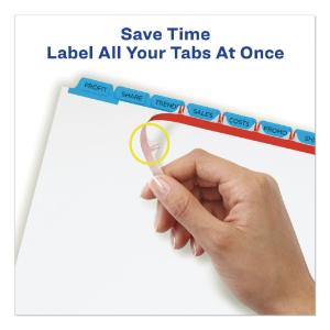 Avery index maker dividers w/color tabs, blue eight-tab, letter, 5 sets/pack
