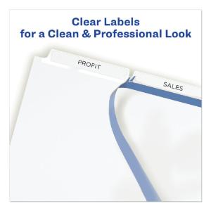 Avery index maker clear label unpunched divider, three-tab, letter, white, 25 sets