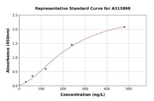 Representative standard curve for mouse E1 Ubiquitin Activating Enzyme 1/UBA1 ELISA kit (A313898)