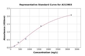 Representative standard curve for human TRAF2 ELISA kit (A313903)