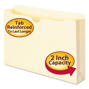 Smead file jackets w/double-ply top, 2 expansion, Manila, 50/box