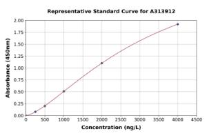 Representative standard curve for human Endothelin A Receptor/ET-A ELISA kit (A313912)