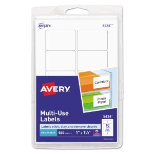 Avery print or write removable multi-use labels, white, 500/pack