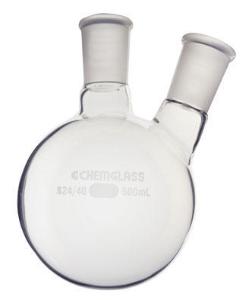 Round-Bottom Boiling Flasks with Two Necks, Heavy Wall, Chemglass