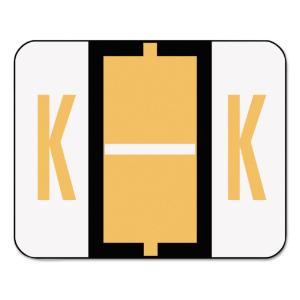 Smead a-z color-coded bar-style end tab labels, letter k, light orange, 500/roll