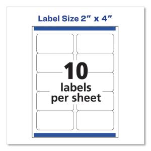 Avery shipping labels with trueblock technology, 2×4, white, 250/pack