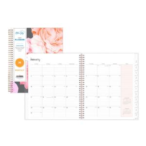 Planner, Joselyn Monthly Wirebound, Light Pink/Peach/Black, 2021