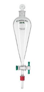 Separatory Funnel with Detachable TFE Drip Tips, Chemglass