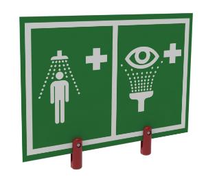 Sign e/f bracket for univ safety shower