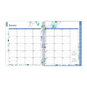 Planner, Lindley Monthly Wirebound, White/Blue, 2021