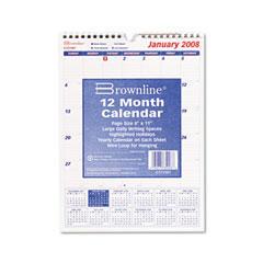 Rediform® Brownline® Twin Wirebound Wall Calendar, One Month per Page