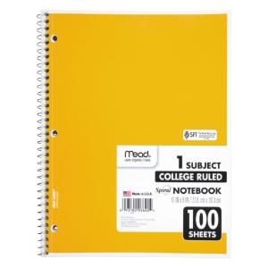 Mead spiral bound notebook, college rule, white, 100 sheets/pad