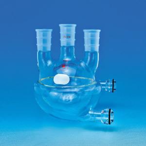 Round-Bottom Three-Neck Flasks, Jacketed, Heavy Wall, Ace Glass