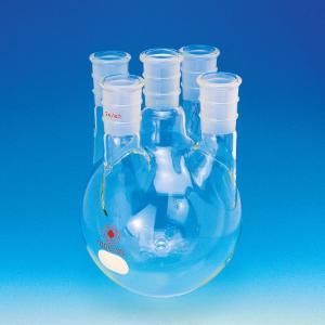 Round-Bottom Five-Neck Flasks, Vertical Necks, Ace Glass