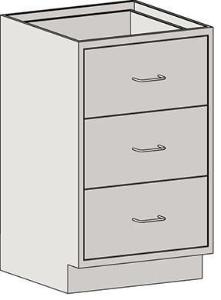 Base unit three drawer standing