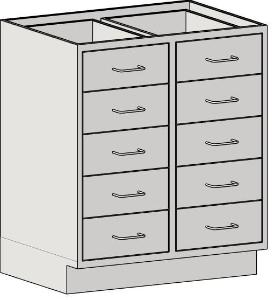 Base unit ten drawer standing