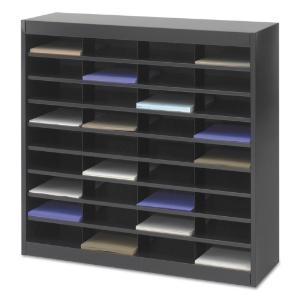 Safco steel/fiberboard e-z stor sorter, 36 sections, black
