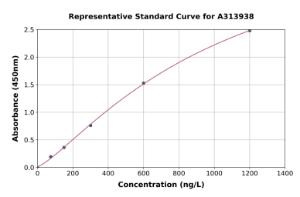 Representative standard curve for mouse IL-21 ELISA kit (A313938)