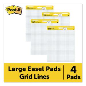 Post-it self-stick easel pads, quad rule, 25×30, 4 30-sheet pads/carton
