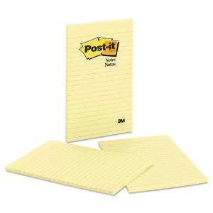 Post-it original notes, 5×8, canary yellow, 2 50-sheet pads/pack