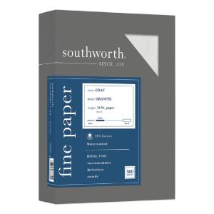 Southworth colors + textures fine granite paper, gray, 500 sheets/box