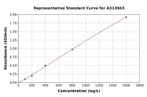 Representative standard curve for human TTPA/TPP1 ELISA kit (A313943)