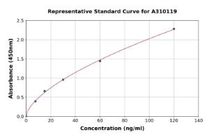 Representative standard curve for Mouse Lamin B1 ELISA kit (A310119)