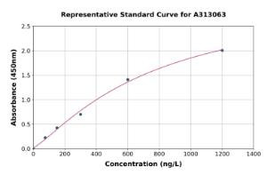 Representative standard curve for Mouse IL-23 ELISA kit (A313063)