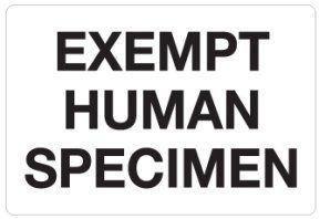 Exempt human specimen label