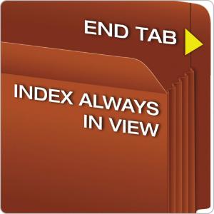 Pendaflex heavy-duty 5 expansion file, straight cut, red fiber, letter, 10/box