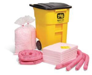 HazMat Spill Kit in High-Visibility Mobile Container, PIG®