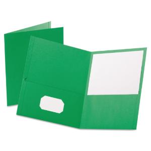 Oxford twin-pocket portfolio, embossed leather grain paper, light green